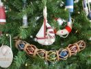 Wooden Rustic Red Sailboat Model Christmas Tree Ornament