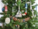 Wooden Rustic Blue Sailboat Model Christmas Tree Ornament