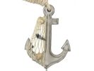 Wooden Whitewashed Decorative Anchor with Hook 7&quot;