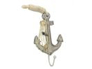 Wooden Whitewashed Decorative Anchor with Hook 7&quot;