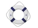 Classic White Decorative Anchor Lifering with Blue Bands 15&quot;