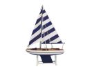 Wooden It Floats 12"" - Rustic Blue Striped Floating Sailboat Model