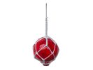 Red Japanese Glass Ball Fishing Float With White Netting Decoration 4""