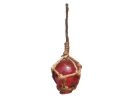 Red Japanese Glass Ball Fishing Float With Brown Netting Decoration 2&quot;