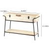Handmade Wood and Metal Box Console Table with Removable Storage, Brown and Black