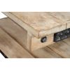 Wood and Metal Coffee Table with Plank Style Bottom Shelf, Brown and Black