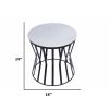 The Urban Port Drum Shaped Round Marble Top Side/ End Table, White