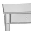 2 Drawer Wooden Console Table with Mirror Inserts, Silver and Gray
