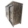 60 Inch Wooden Console with Barn Style Sliding Door Storage,Distressed Brown
