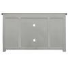 Farmhouse Style Media Console with Barn Style Sliding Door, Brown and White