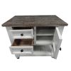 Farmhouse Style 2 Drawer Wooden Bar Cart with Open Bottom Shelf, White and Brown