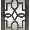 Wooden Side Table with Fretwork Mirrored Door Cabinet, Brown