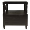2 Drawer Wooden Side Accent Table with Spindle Design Legs, Cherry Brown