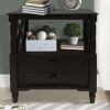 2 Drawer Wooden Side Accent Table with Spindle Design Legs, Cherry Brown