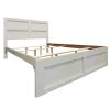 Wooden Queen Bed with Panel Headboard and Grain Details, White