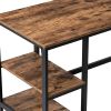 Wood and Metal Frame Computer Desk with 2 Shelves, Rustic Brown and Black