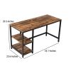 Wood and Metal Frame Computer Desk with 2 Shelves, Rustic Brown and Black
