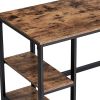 Wood and Metal Frame Computer Desk with 2 Shelves, Brown and Black