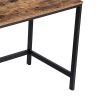 Wood and Metal Frame Computer Desk with 2 Shelves, Brown and Black