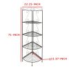 Four Tier Metal Foldable Corner Bookcase with Decorative Scrolled Details, Black