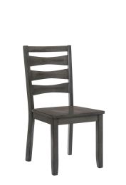 DunaWest Wooden Side Chair With Slat Back Design, Gray, Pack Of Two