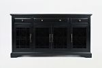 Craftsman Series 60 Inch Wooden Media Unit with 3 Drawers, Antique Black