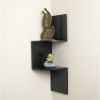 Zig-Zag Design Laminated Wooden Corner Wall Shelf, Walnut Brown