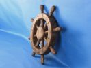 Rustic Wood Finish Decorative Ship Wheel 12""