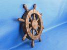 Rustic Wood Finish Decorative Ship Wheel 12""