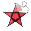 Glass Star Hanging Candle Lantern - Red