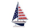 Wooden USA Flag Sailer Model Sailboat Decoration 17""