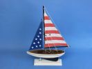 Wooden USA Flag Sailer Model Sailboat Decoration 17""