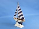 Wooden Blue Striped Pacific Sailer Model Sailboat Decoration 9&quot;