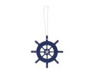 Rustic Dark Blue Decorative Ship Wheel With Starfish Christmas Tree Ornament 6""