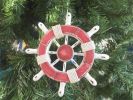 Rustic Red and White Decorative Ship Wheel Christmas Tree Ornament 6""
