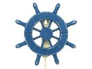 Rustic All Light Blue Decorative Ship Wheel with Hook 8&quot;