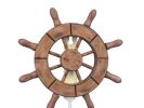 Rustic Wood Finish Decorative Ship Wheel with Hook 8&quot;