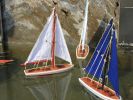 Wooden It Floats 12"" - Blue Floating Sailboat Model with Blue Sails