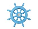 Light Blue Decorative Ship Wheel with Seashell 12""