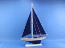 Wooden Blue Pacific Sailer with Blue Sails Model Sailboat Decoration 25""