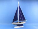 Wooden Blue Pacific Sailer with Blue Sails Model Sailboat Decoration 25""