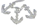 Wooden Rustic Whitewashed Decorative Triple Anchor Christmas Ornament Set 7""