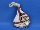 Wooden Rustic Red Decorative Sailboat/Anchor Wall Accent w/ Hook Set 6""