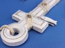 Wooden Rustic Whitewashed Anchor w/ Hook Rope and Shells 13""