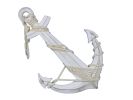 Wooden Rustic Whitewashed Decorative Anchor w/ Hook Rope and Shells 24""