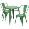 Commercial Grade 23.75" Square Metal Indoor-Outdoor Table Set with 2 Stack Chairs