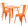 Commercial Grade 23.75" Square Metal Indoor-Outdoor Table Set with 2 Stack Chairs