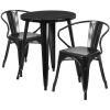 Commercial Grade 24" Round Metal Indoor-Outdoor Table Set with 2 Arm Chairs