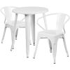 Commercial Grade 24" Round Metal Indoor-Outdoor Table Set with 2 Arm Chairs