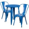 Commercial Grade 24" Round Metal Indoor-Outdoor Table Set with 2 Cafe Chairs